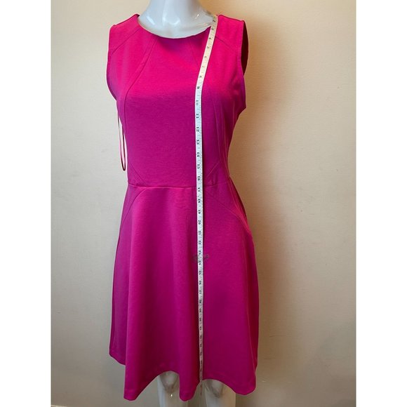 Jennifer Lopez Womens Skater Dress Crew Neck Back Zip Sleeveless Pink Size 6 - Picture 3 of 9